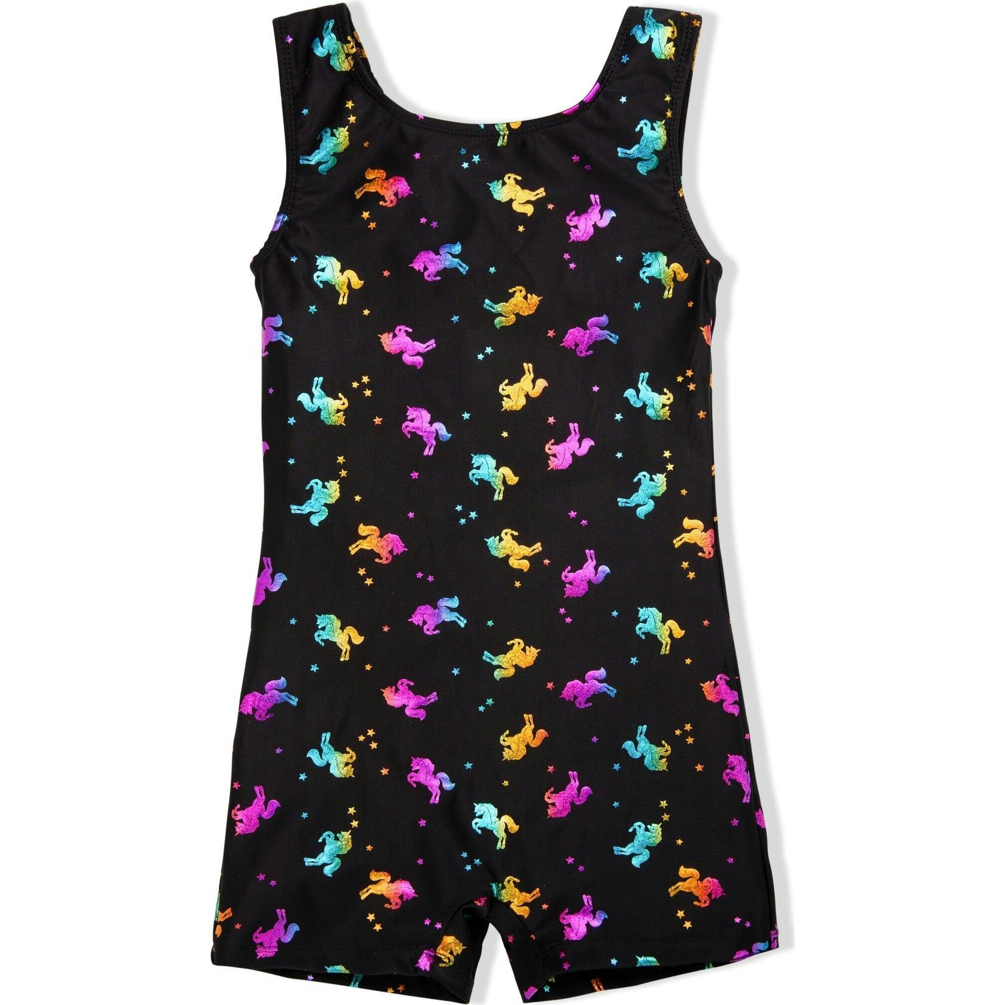 Shimmer Holographic Sleeveless Biketard, Black