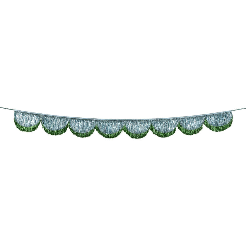 Blue Tinsel Scallop Garland