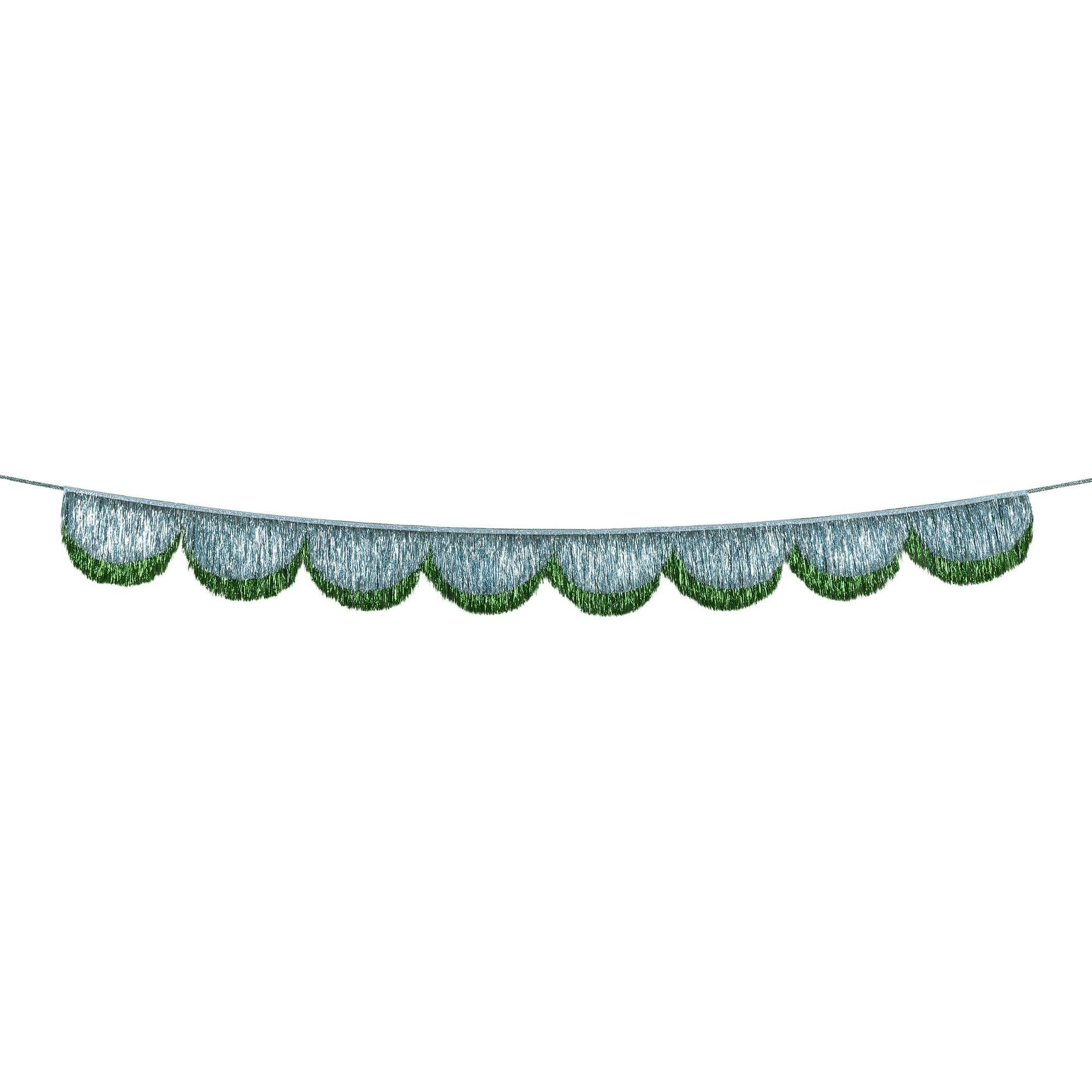 Blue Tinsel Scallop Garland