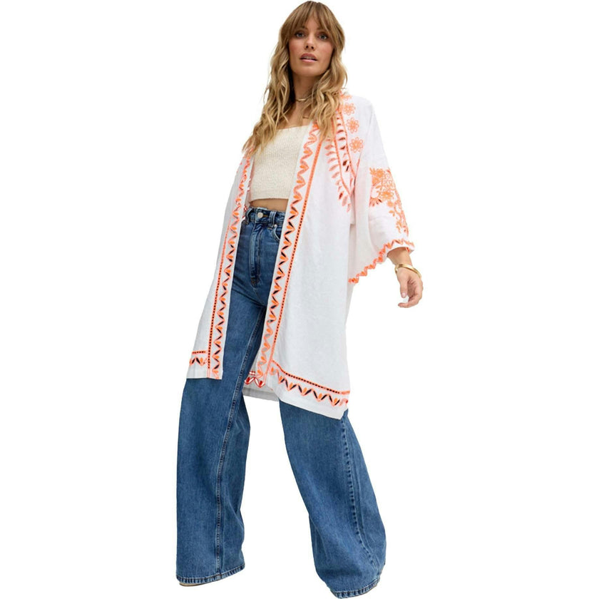 Lupe Edge To Edge Embroidered Kimono