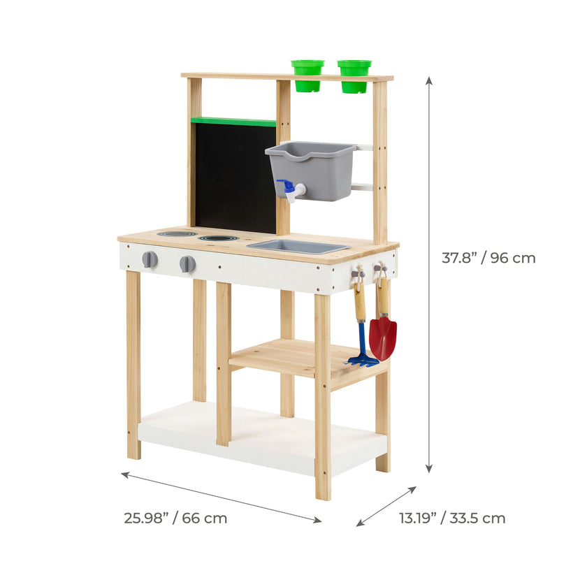 Clover Wooden Mud Kitchen with Water Station and Chalkboard