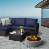 Outdoor 24" Wood Burning Fire Pit with Grill Grate and Faux Concrete Base Gray