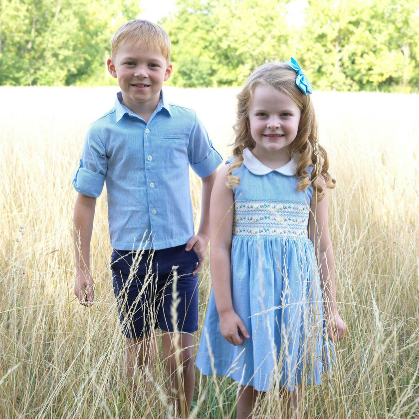Blue Stripe Smocked Dress