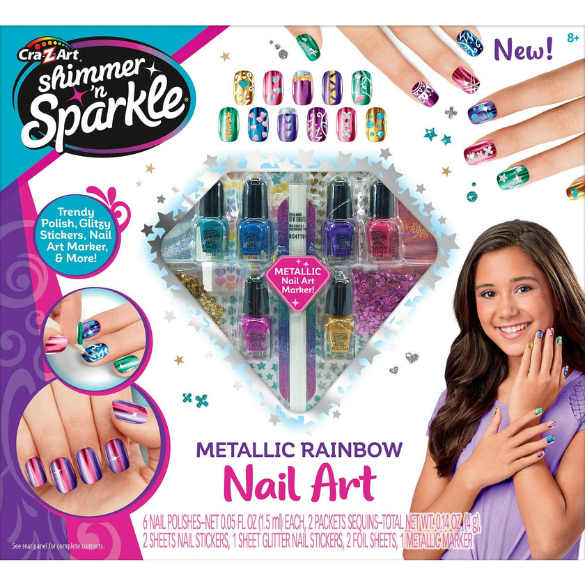 Shimmer 'N Sparkle: Metallic Rainbow Nail Art