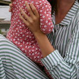 women's boxwood ticking stripe collared pima pajamas set