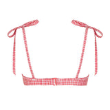 women's poppy gingham cup bikini top with tie straps