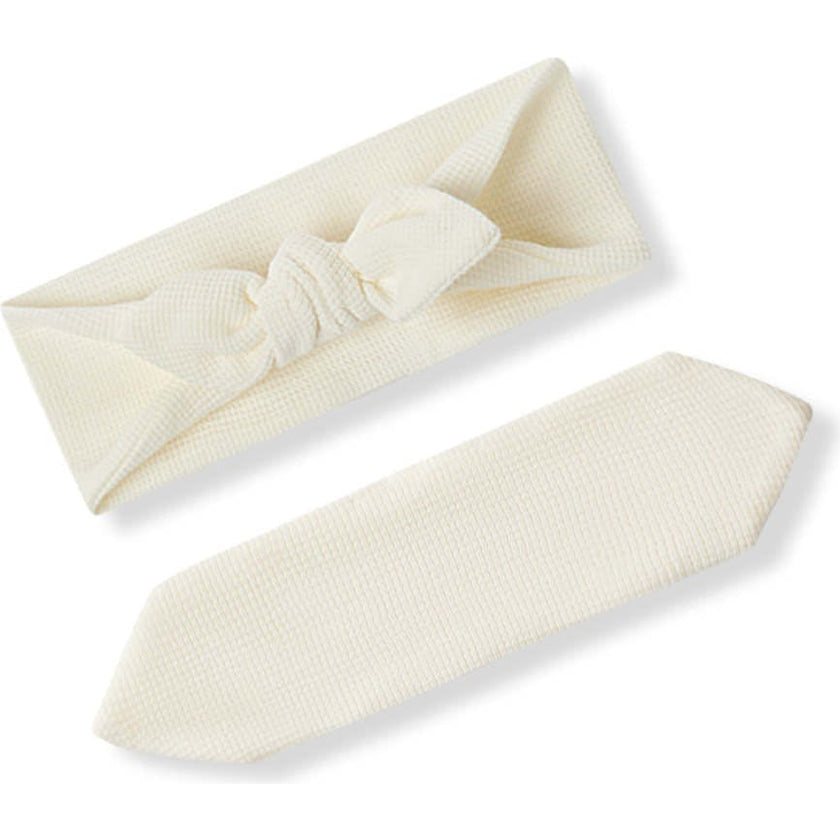 Cream Waffle Knotted Solid Headband