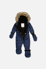 Baby Original One Piece Puffy Snowsuit With Removable Mittens And Boots Dark Blue