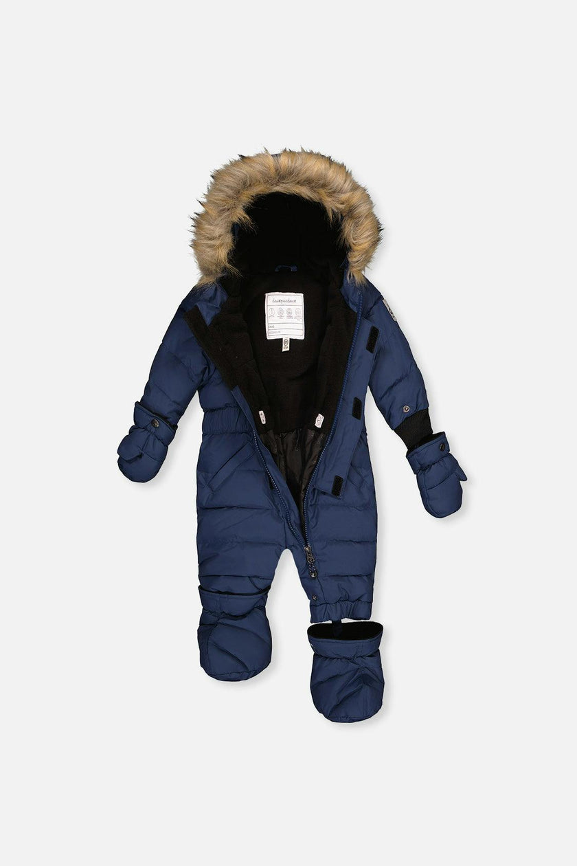 Baby Original One Piece Puffy Snowsuit With Removable Mittens And Boots Dark Blue