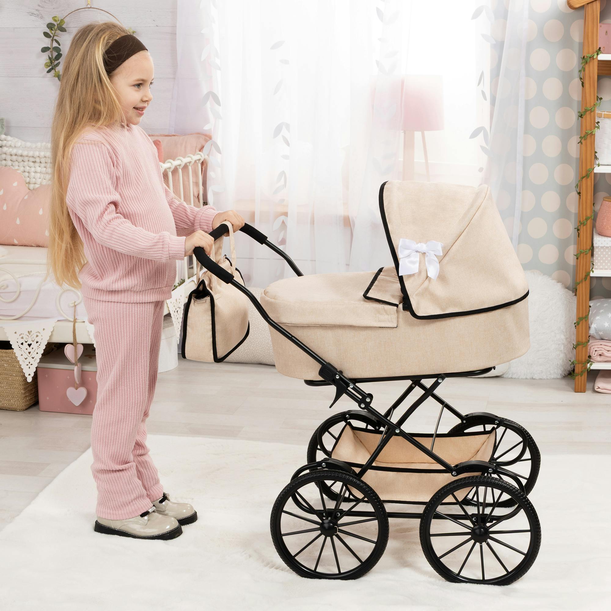 Bayer Design Dolls: Pram Classic - Beige & Black