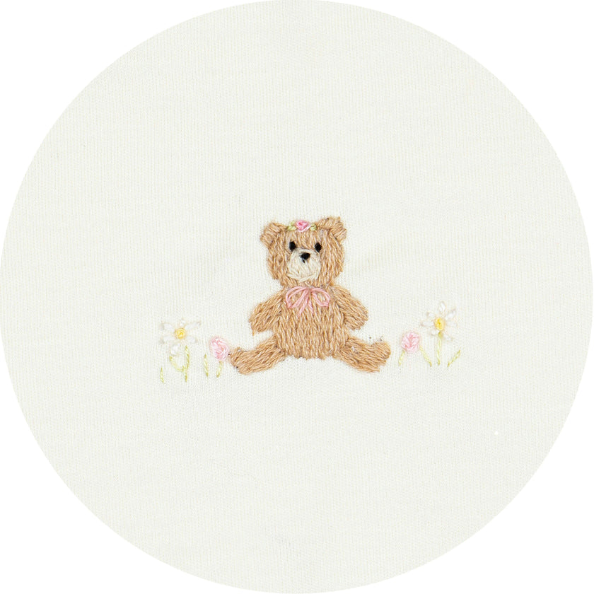 Pima Embroidered Pajama Set in Flower Bear