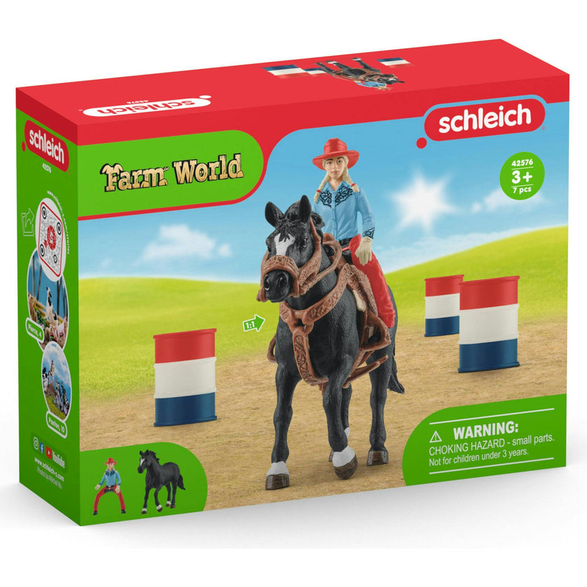 Schleich Farm World: Cowgirl Barrel Racing Fun - 7 Piece Playset