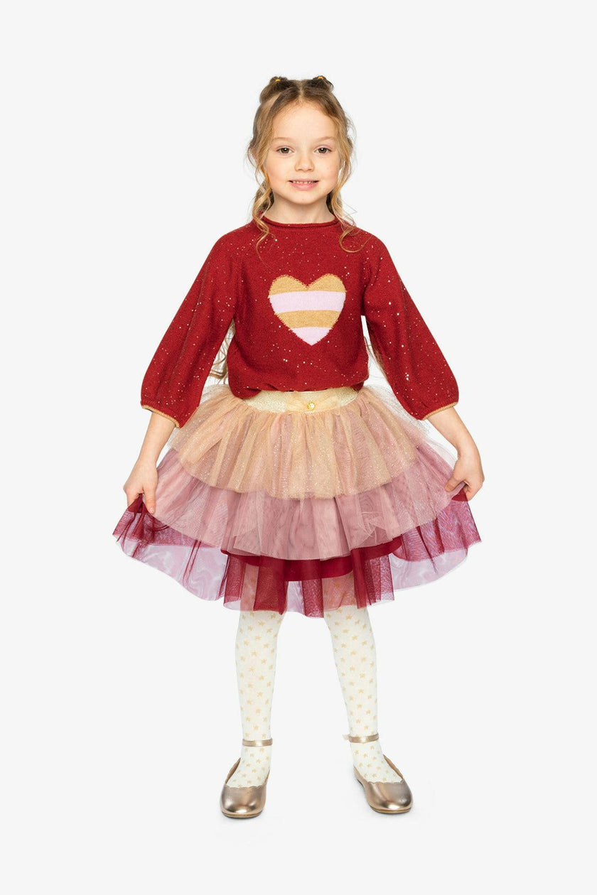 3/4 Sleeve Knitted Sweater Red