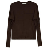 Ribbed Dolman Knit Top With Pinched Seams