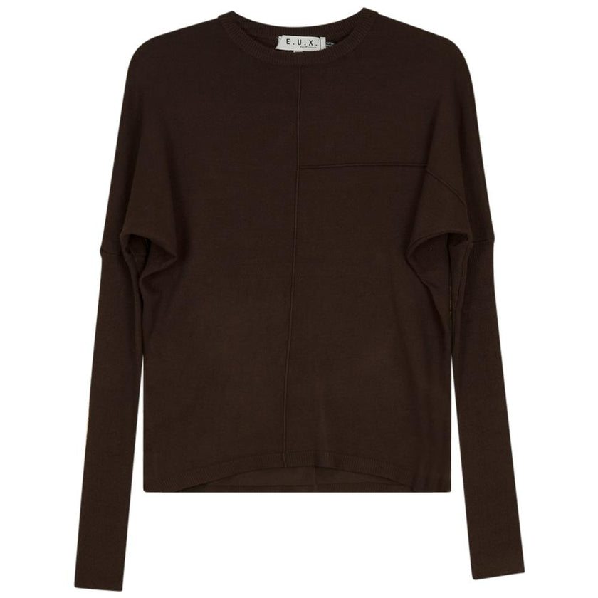 Ribbed Dolman Knit Top With Pinched Seams