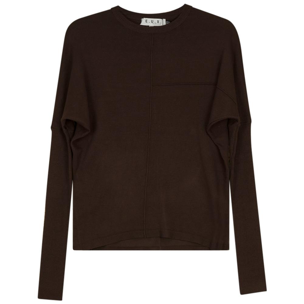 Ribbed Dolman Knit Top With Pinched Seams
