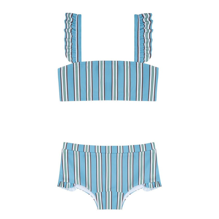 girls isla blue stripe bandeau bikini