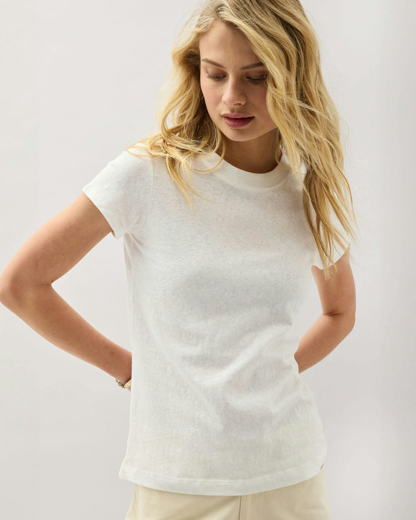 Womens Vintage Jersey Short Sleeve Tee - Recycled Cotton Jersey - White