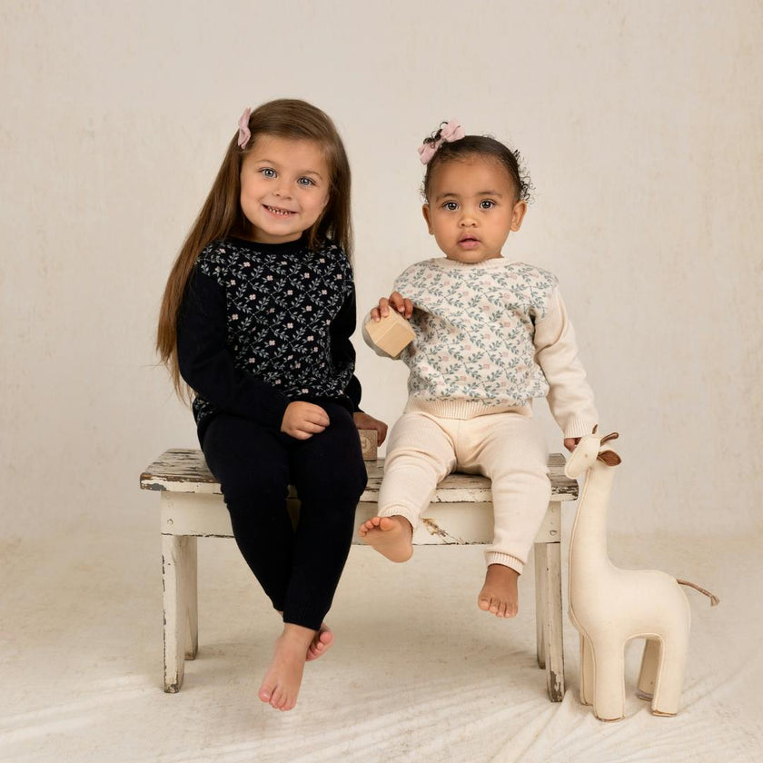 Girls Floral Vine Jacquard Knit Set