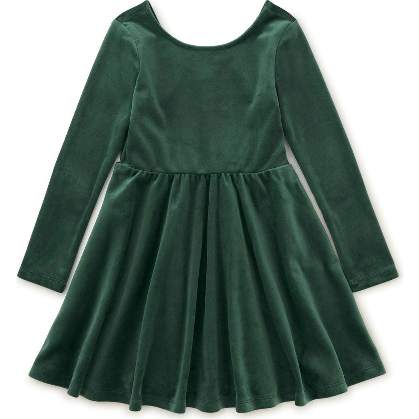 Velour Skater Dress, Green