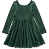 Velour Skater Dress, Green