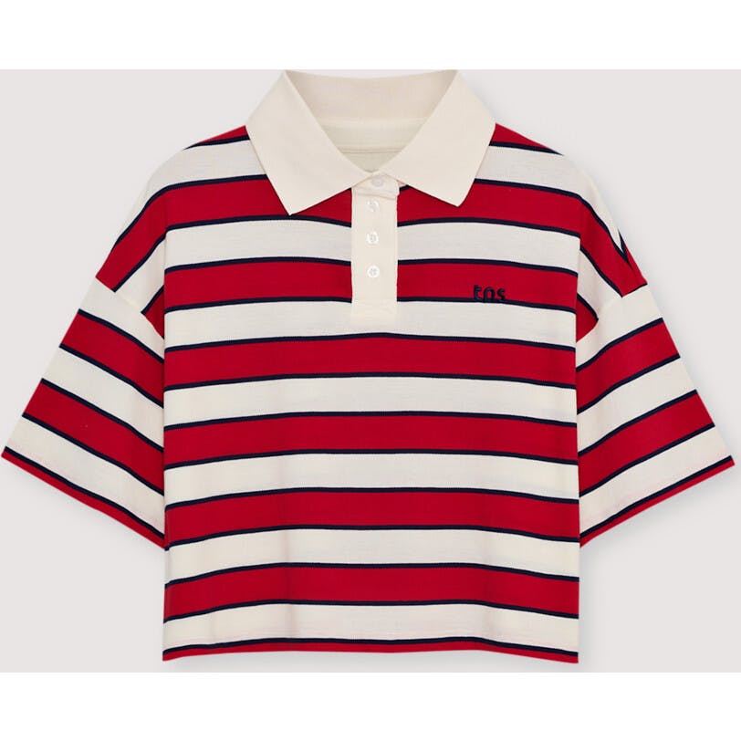 Acacia Woman Polo Tulip Red & Midnight Stripes