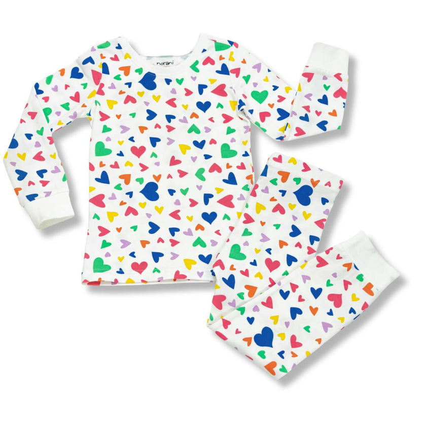 Organic Kids Pajamas - Colorful Hearts