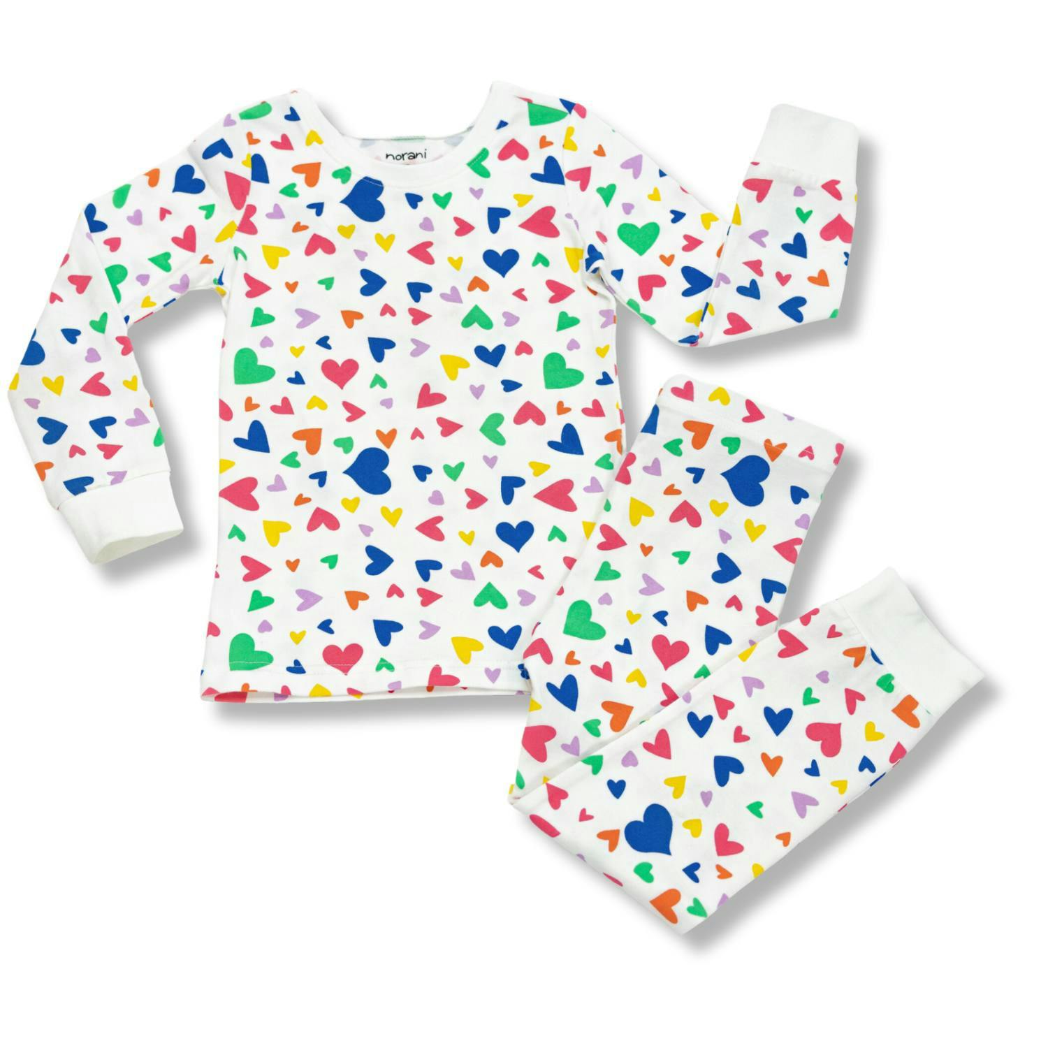 Organic Kids Pajamas - Colorful Hearts