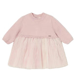 Soft Pink Pleated Knit Full Dress