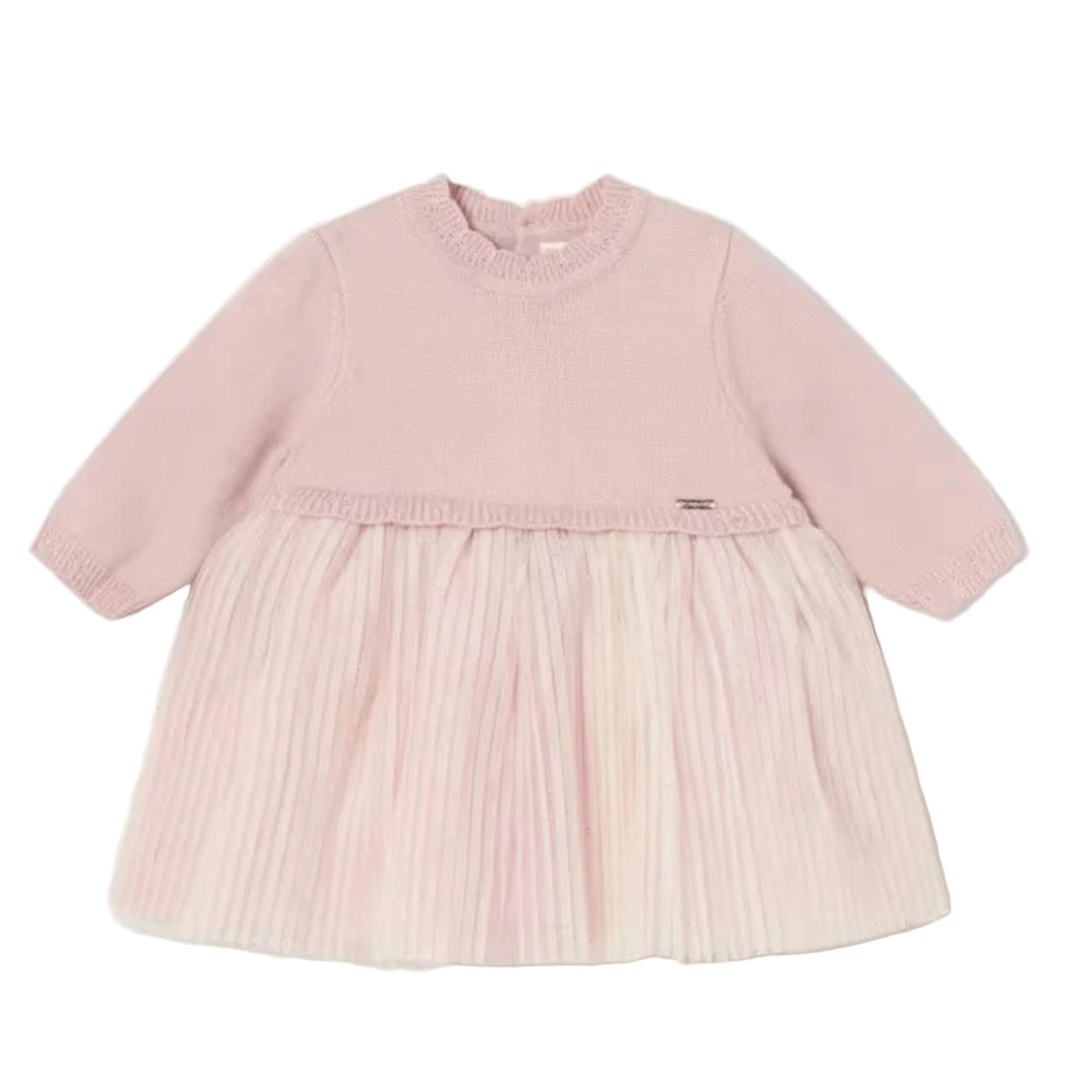 Soft Pink Pleated Knit Full Dress