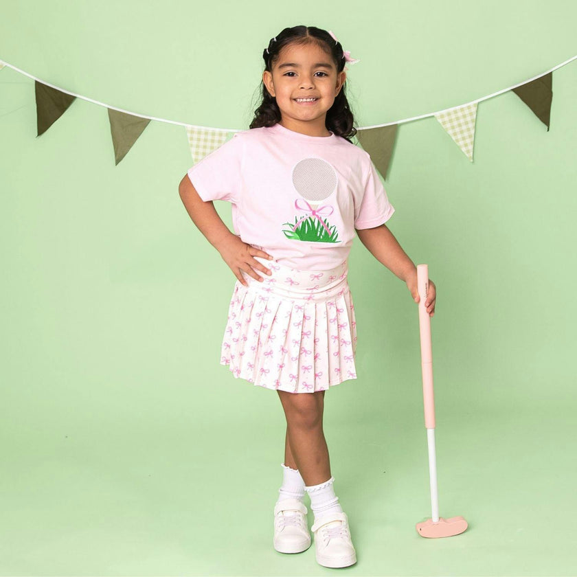 Golf Tee Embroidered Lace Bow Clip