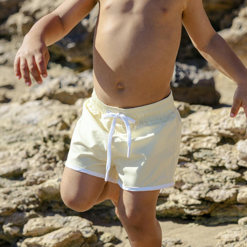 boys buttercream stripe boardie
