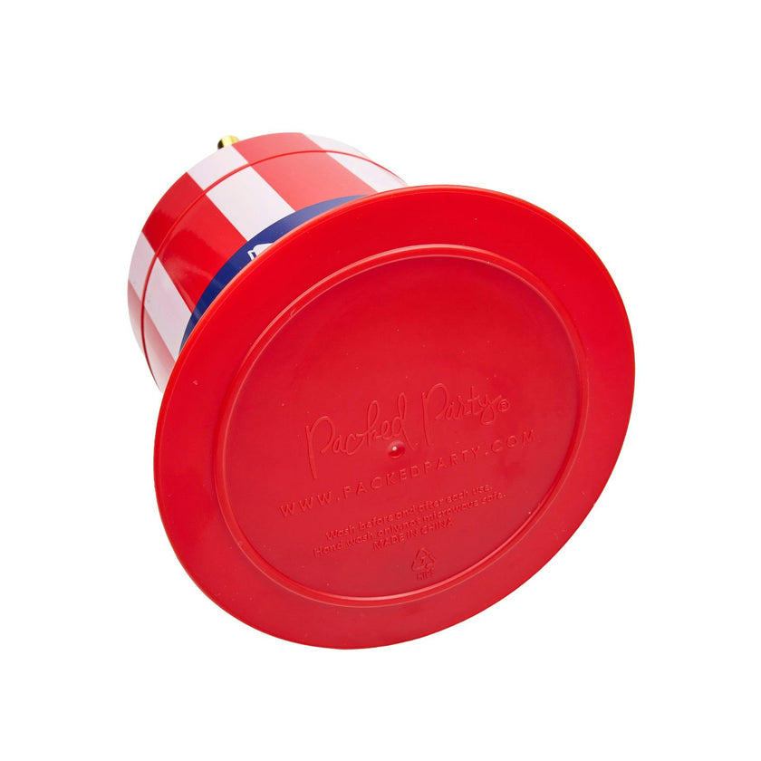 Packed Party Hats Off to the USA Patriotic Uncle Sam Top Hat Sippers - 14 oz Novelty 4th of July Cups with Gold Plastic Straws and Leak-Proof Lids