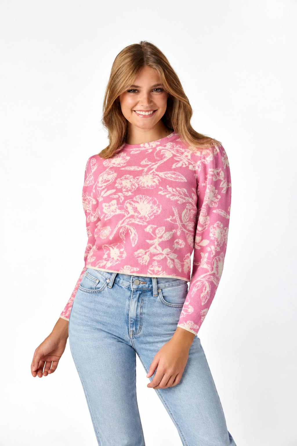 Amelia Jacquard Sweater Pink