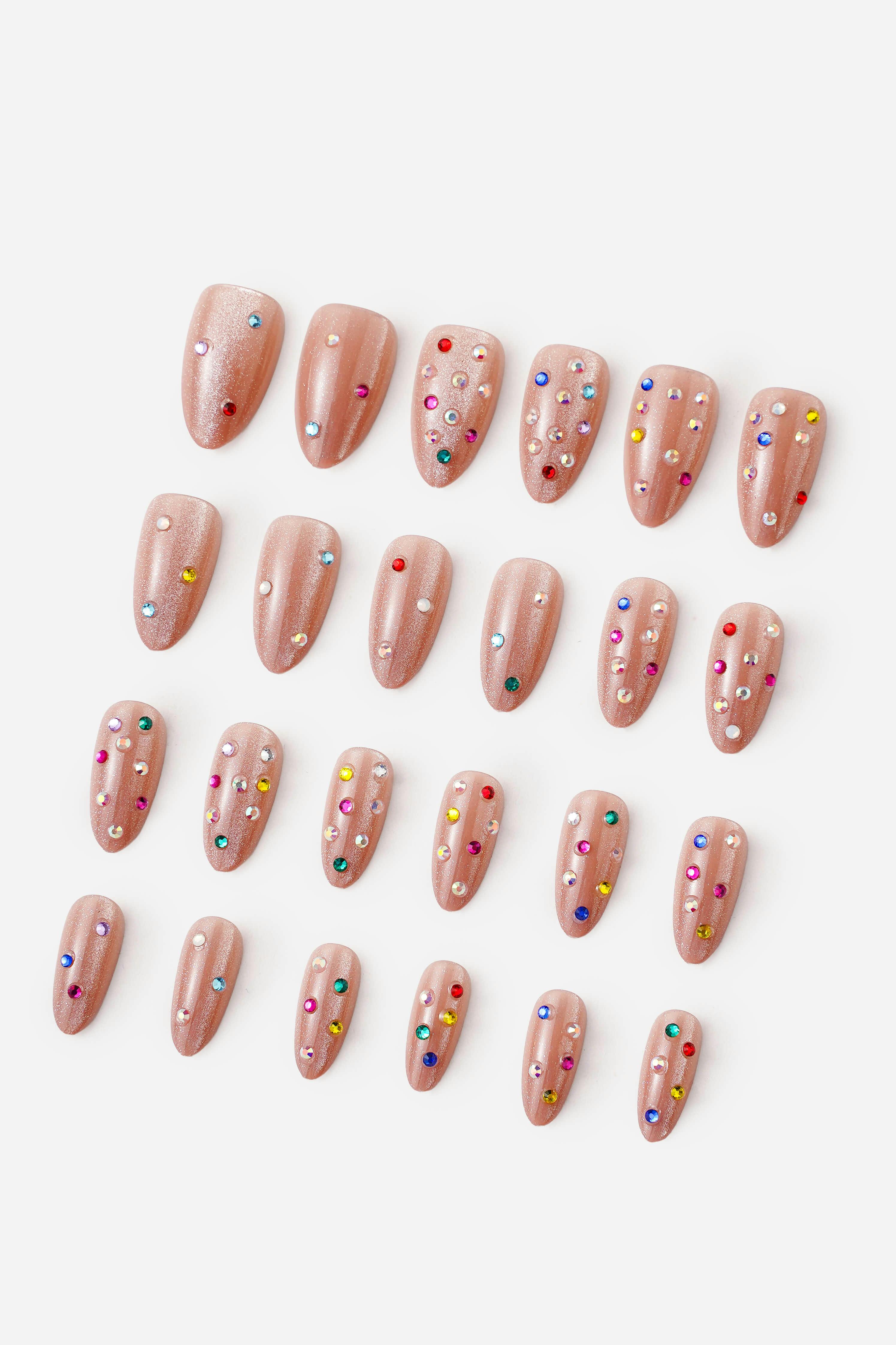 CRYSTAL RAIN - ALMOND PRESS-ON NAILS