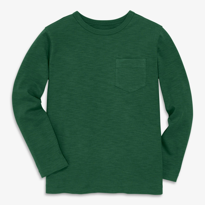 Kids long sleeve slub pocket tee