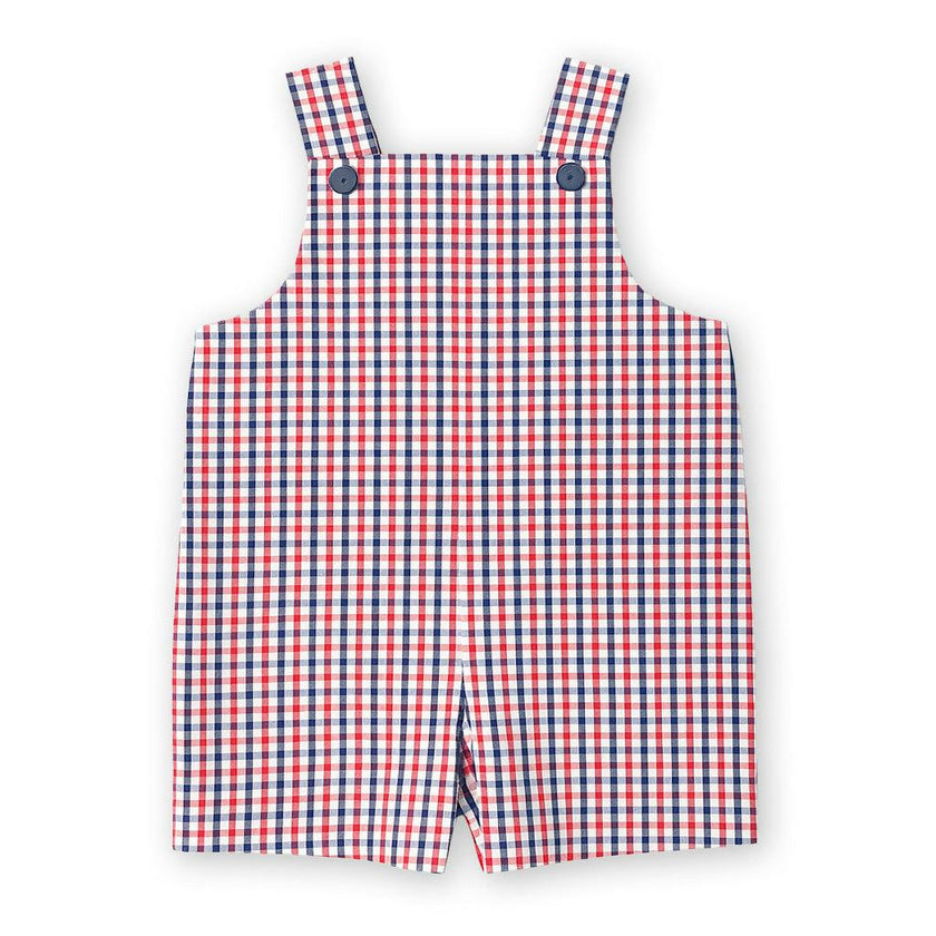 Plaid Seersucker Shortall With Derby Car