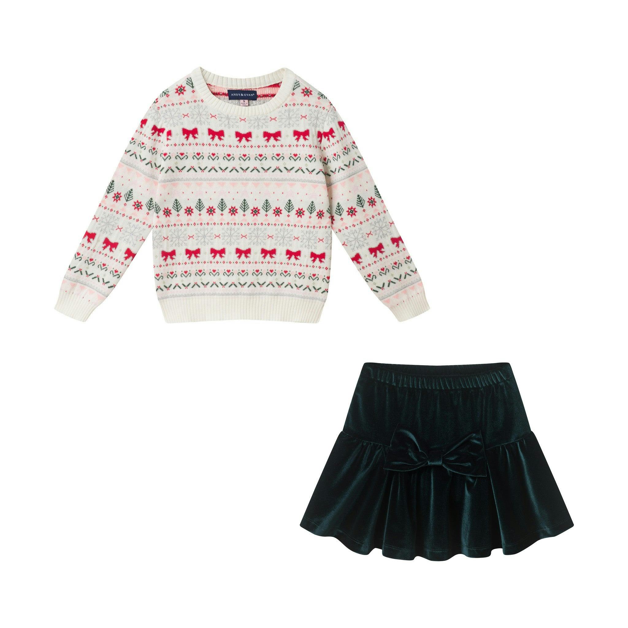Girls (4-6X) Sweater & Skirt Set | Holiday Fair Isle