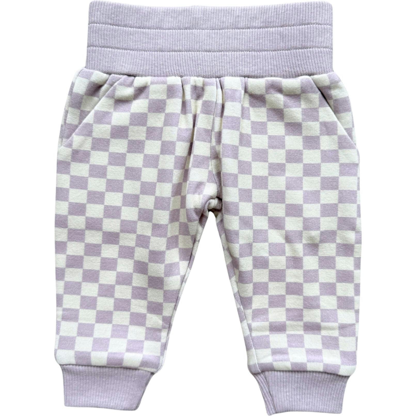Fleece Sweatpants Lavender Cloud Checkered