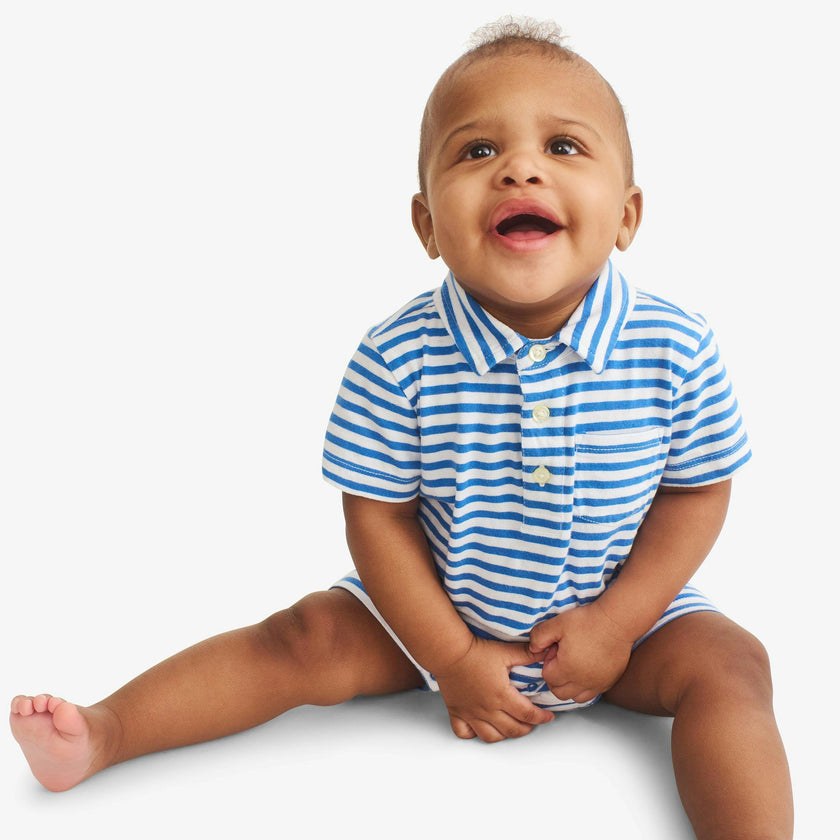 Clearance baby polo shortie in mini stripe