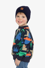 Fleece Sweatshirt Blue Dinosaur Print