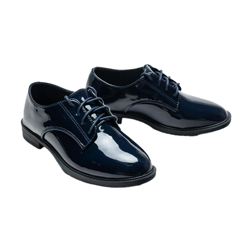 Moustache Navy Oxford Laced Dress Shoes Blue