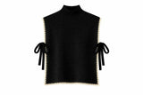 Contrast Trim Side Bow Mock Neck Sweater Vest
