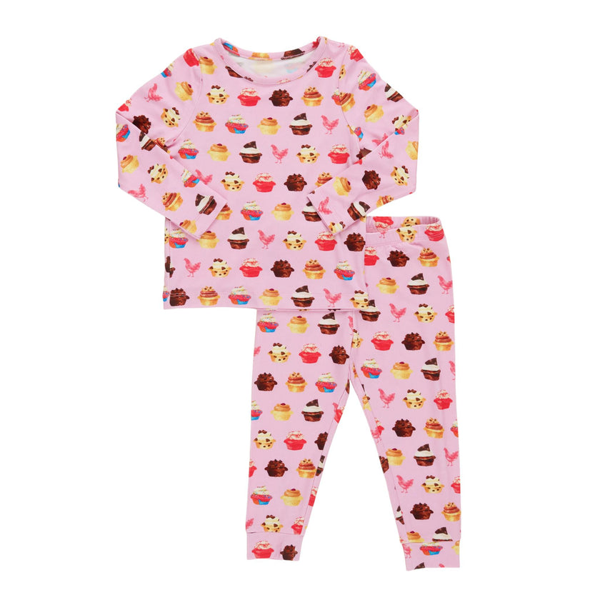 Kids Bamboo PJ Set - Pink Cupcakes