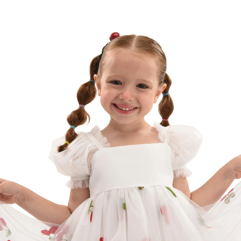 White Elysande Cherry Tulle Dress