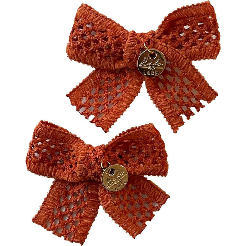 Della Chenille Lace Double Bow Clip