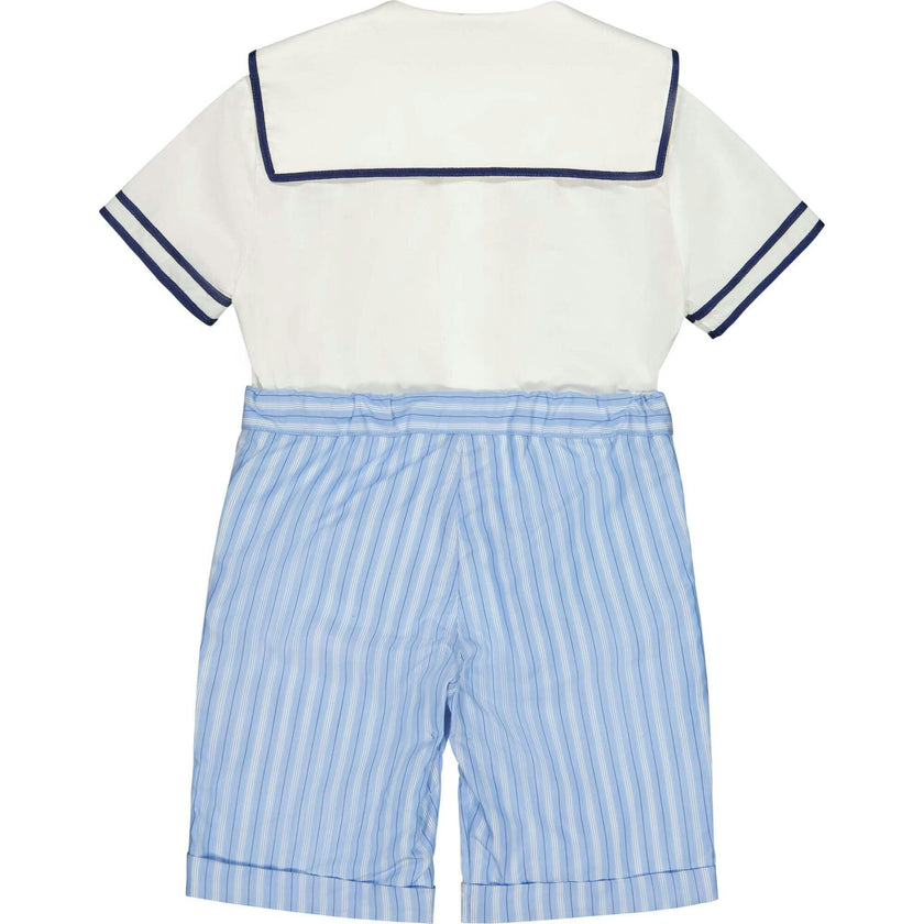 William Blue Stripe Sailor Shirt & Shorts Set