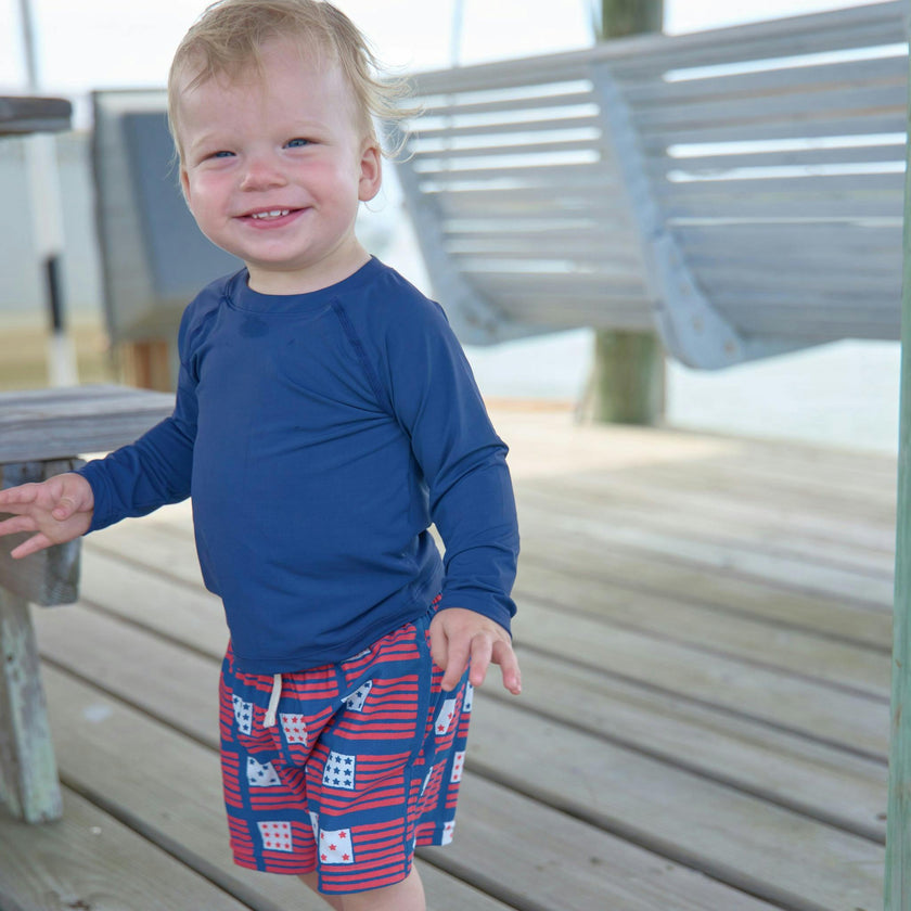 Baby Boys Swim Trunk - Navy Flag