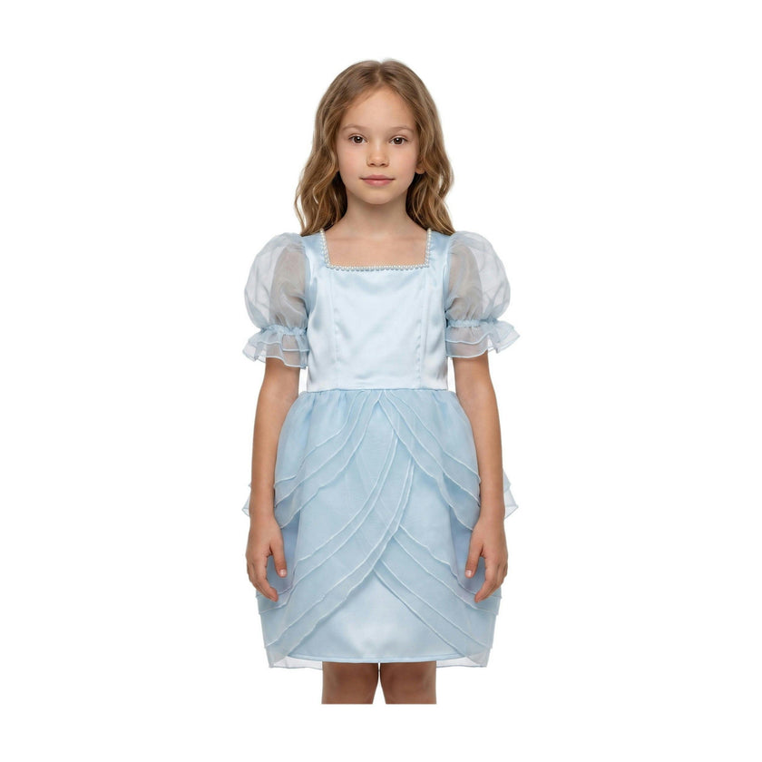 Sky Petal Princess Ruffle Blue Birthday Dress for Girls