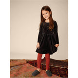 Velour Boat Neck Long Sleeve Ballet Skirt Dress, Black